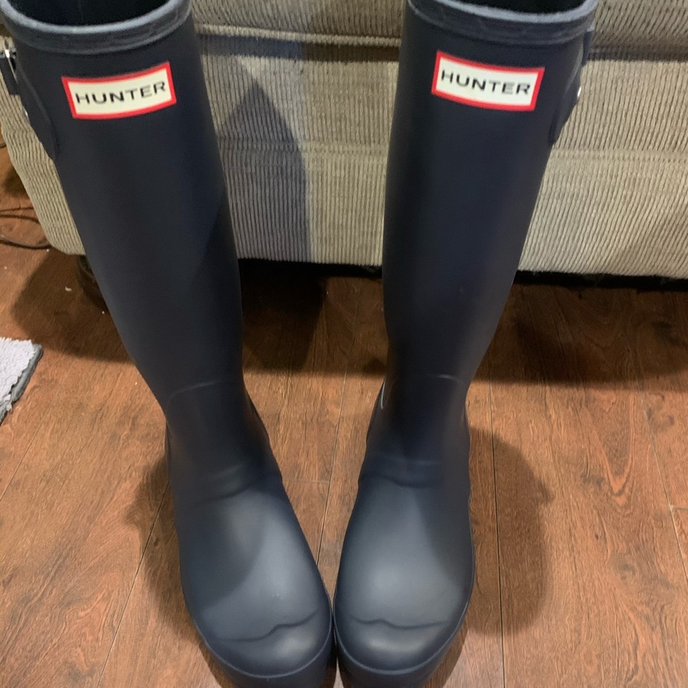 charcoal gray matte hunter rain boots size7